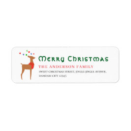 Etiqueta Árvore de Natal & Rena Endereço de Devolução Simpl