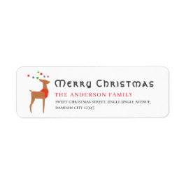 Etiqueta Árvore de Natal & Rena Endereço de Devolução Simpl