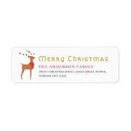 Etiqueta Árvore de Natal & Rena Endereço de Devolução Simpl