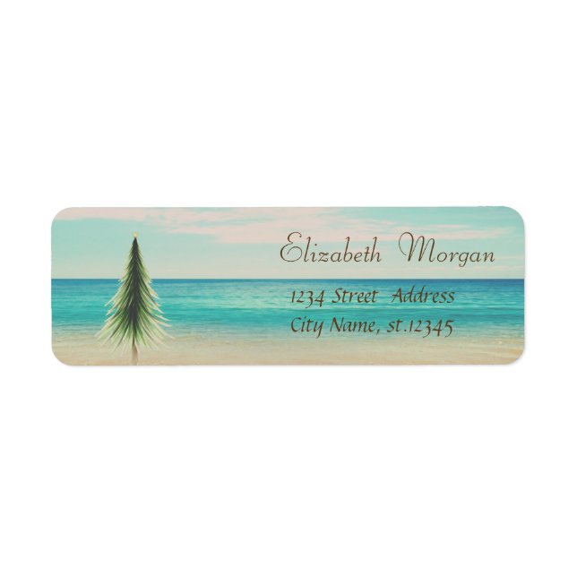 Etiqueta Árvore de Natal Tropical, Praia (Frente)