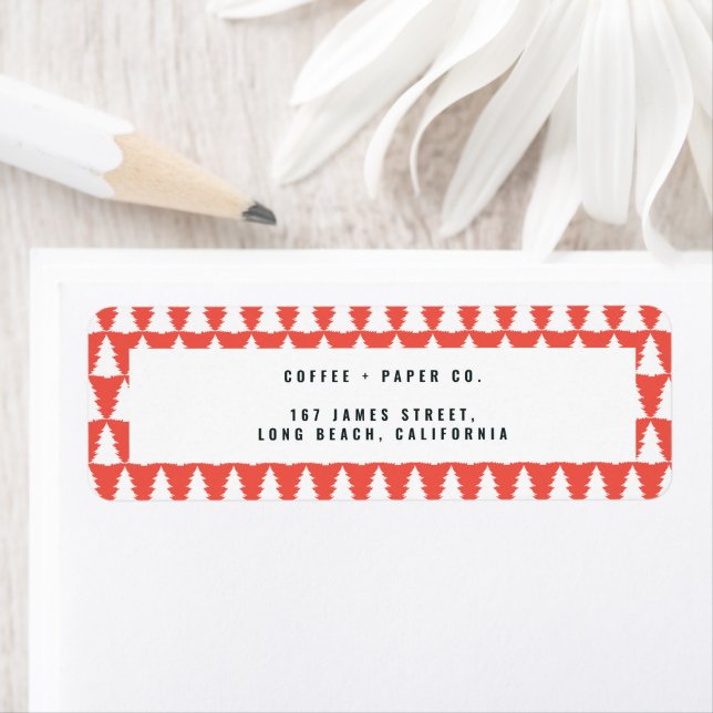 Etiqueta Árvore de Natal vermelha na moda simples (Insitu)