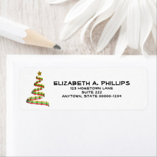 Etiqueta Árvore de Natal vermelha, verde e Dourado