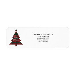 Etiqueta Árvore de Natal Xadrez Vermelho Verde Endereço de 