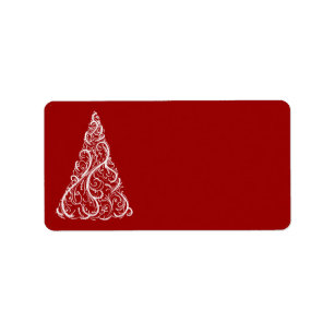 Etiqueta Árvore do White Christmas no vermelho
