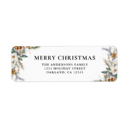 Etiqueta Árvore Elegante Moderna de Pinheiro Greenery Feliz