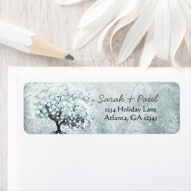 Etiqueta Árvore Folha de Folha de Pássaro Azul-Damasco (Insitu)