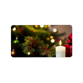 Etiqueta Árvore Natal Com Velas