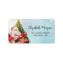 Etiqueta Árvore natal vintage, Papai Noel