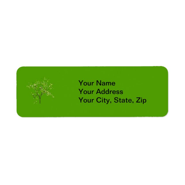 Etiqueta Árvore sobre fundo verde (Frente)