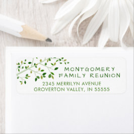 Etiqueta Árvore Verde da Reunião da Família Moderna