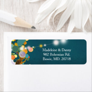 Etiqueta Árvores artísticas Teal Wedding Endereço de Devolu