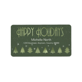 Etiqueta Árvores de Natal e Flocos de Neve V2 Verde ID863