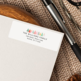 Etiqueta Árvores de Natal rabiscadas de Férias em cores pas