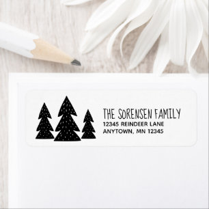 Etiqueta Árvores de Natal Scandi Black White Return Endereç