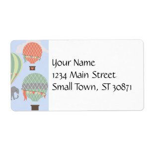 Etiqueta Ascensão de Balões de Ar Quente com Elefante Corta