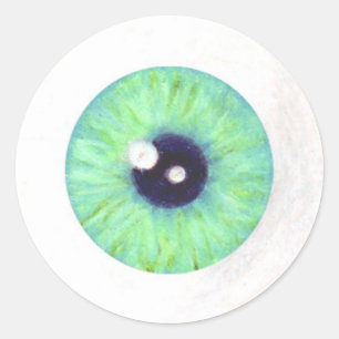 Etiqueta assustador verde do globo ocular