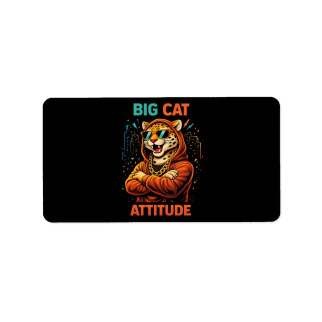 Etiqueta Atitude de Gato Grande (Frente)