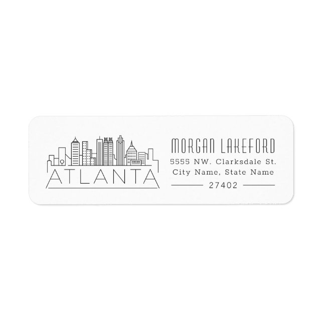 Etiqueta Atlanta, Georgia Stylized Skyline | (Frente)
