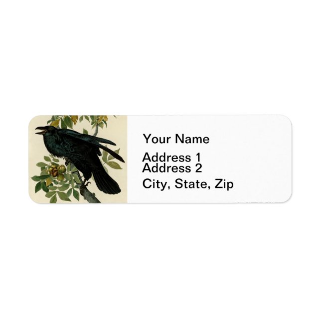 Etiqueta Audubon Raven Bird Classic Trabalho de arte (Frente)