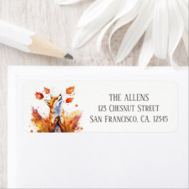 Etiqueta Autumn Colunas Watercolor Feliz Fox Return Address