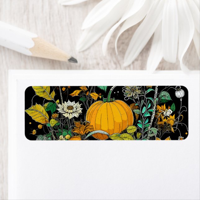 Etiqueta Autumn continua vivo com abóbora (Insitu)