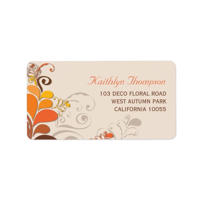 Etiqueta Autumn Deco Floral Swirls Endereço Labels (Frente)