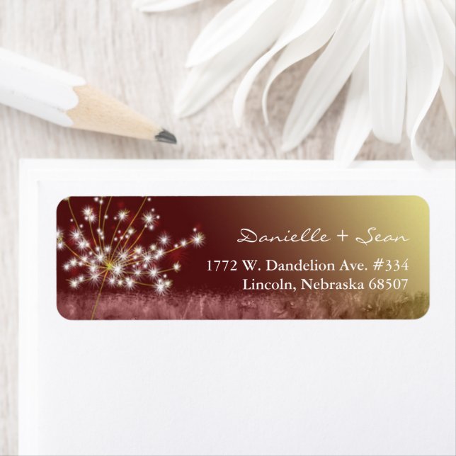 Etiqueta Autumn Elegance Dandelion Wedding Address (Insitu)