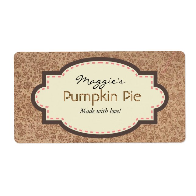 Etiqueta Autumn Fall Brown Floral Baking Labels (Frente)