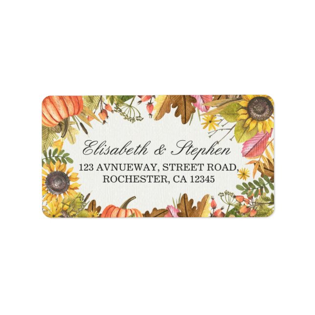 Etiqueta Autumn Fall Maple Deixa Pumpkin Casamento (Frente)