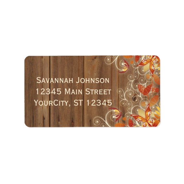 Etiqueta Autumn Floral Rustic Wood Fall Address Labels (Frente)