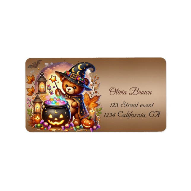 Etiqueta Autumn Hallowen Moon Bat Ghost (Frente)