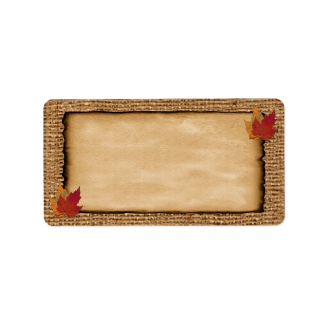 Etiqueta Autumn Leaves, FAUX Burlap Address Labels (Frente)