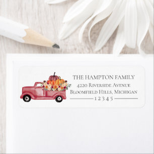 Etiqueta Autumn Pumpkin Truck Floral Fall Address