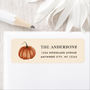 Etiqueta Autumn Watercolor Rustic Pumpkin Return Address