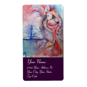 Etiqueta AVALON, azul-rosa vermelho