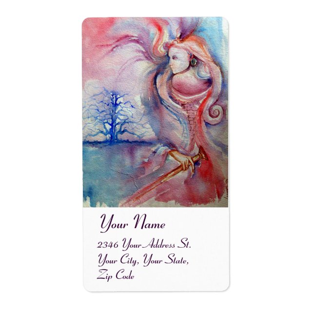 Etiqueta AVALON, azul-rosa vermelho (Frente)