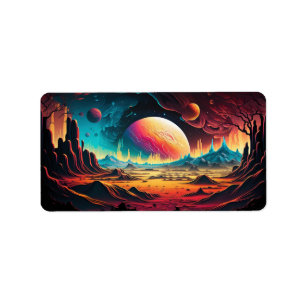 Etiqueta aventura do planeta alienígena
