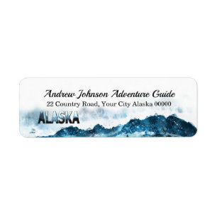 Etiqueta Aventura para Paisagem do Alaska Watercolor Mounta