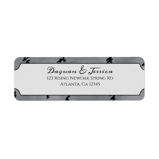 Etiqueta Aves Negras Voadoras Gótica (Frente)