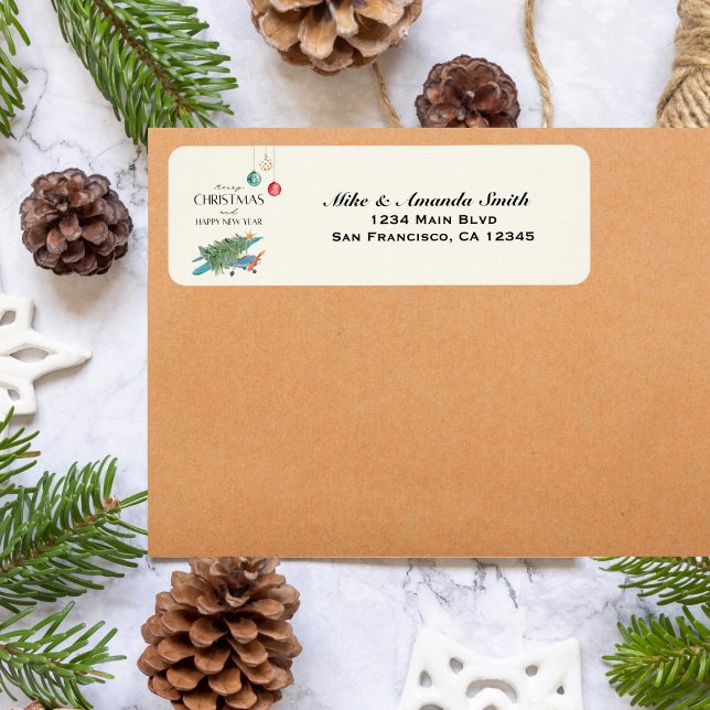 Etiqueta Avião e Árvore de Natal Engraçado (Criador carregado)