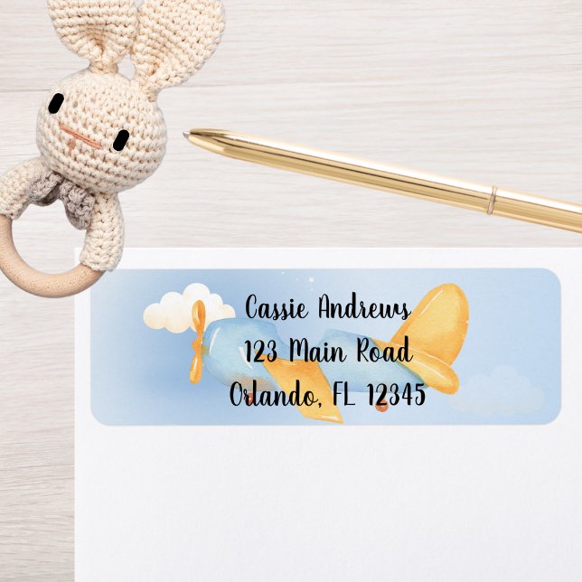 Etiqueta Avião,Nuvens e Estrelas, Azul, Menino, Bonito (Criador carregado)