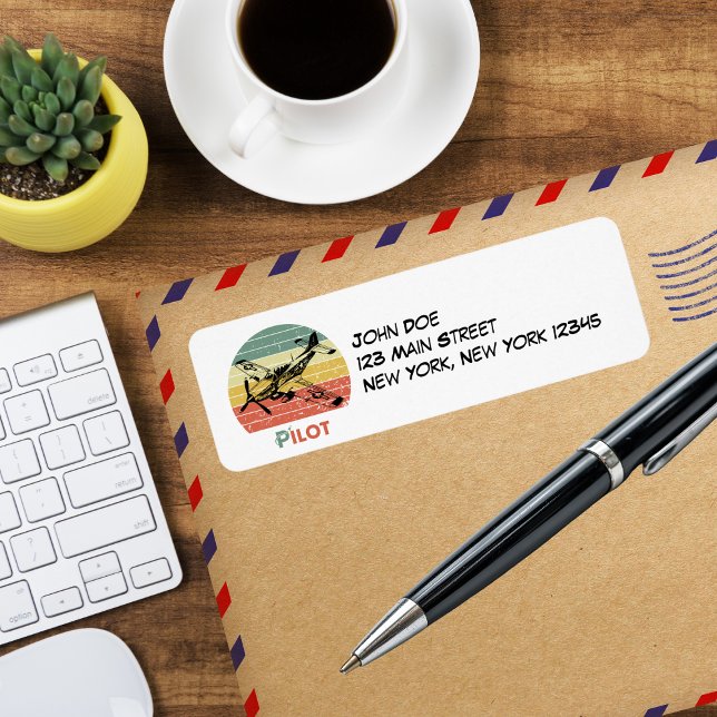 Etiqueta Avião retrovenoso e Sunset, Personalizado (Criador carregado)