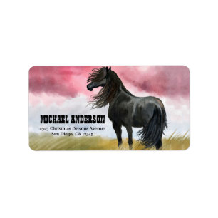 Etiqueta Awesome Horse Watercolor