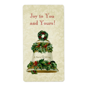 Etiqueta Azevinho Bell CH005 do natal vintage