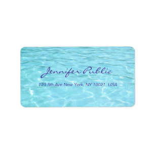 Etiqueta Azul Aqua Manuscrito Script Moderno de Água Model