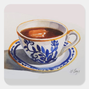 Etiqueta azul & branca do Teacup de Delft