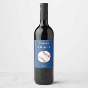 Etiqueta azul branca vermelha do vinho do basebol