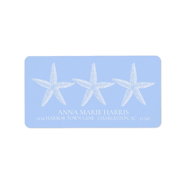 Etiqueta Azul costeiro e Starfish branco personalizado (Frente)