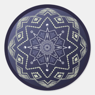 Etiqueta azul da mandala da esfera da porcelana