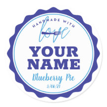 Etiqueta azul da padaria